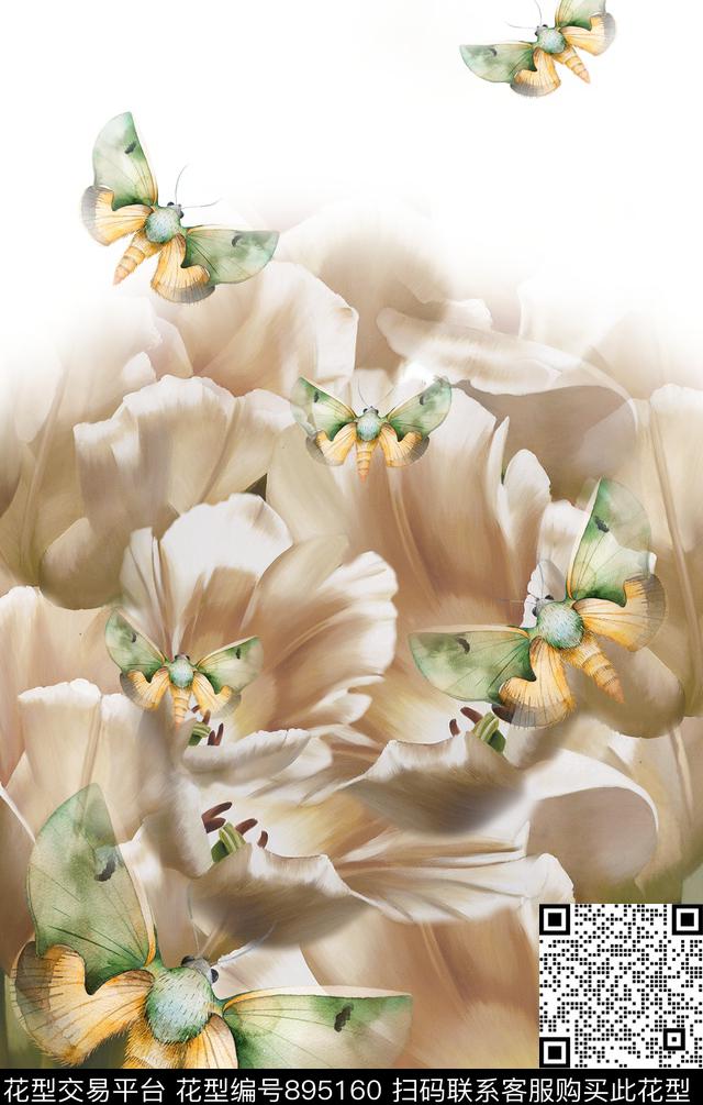 抽象纹理花卉数码印花华亿平台下载（图片编号: 895160） - 瓦栏（Walan）