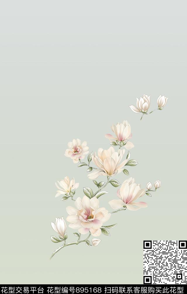 纹理抽象花卉数码印花华亿平台下载（图片编号: 895168） - 瓦栏（Walan）