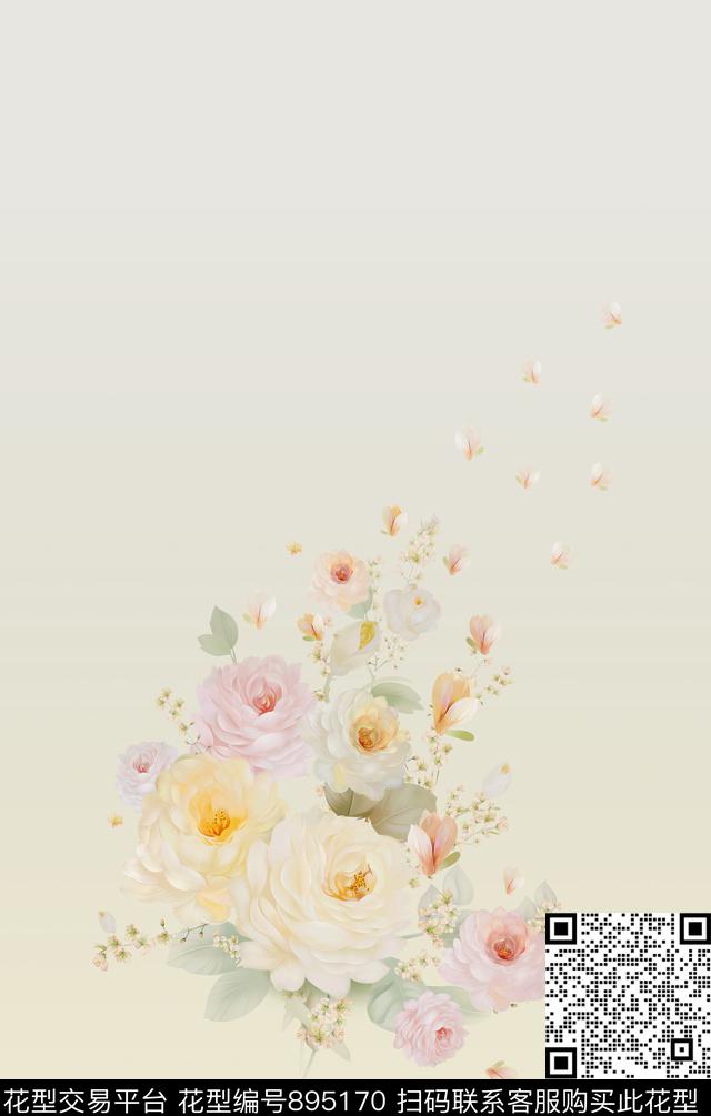 花朵纹理抽象数码印花华亿平台下载（图片编号: 895170） - 瓦栏（Walan）