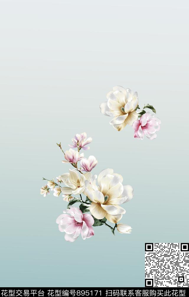 纹理抽象花卉数码印花华亿平台下载（图片编号: 895171） - 瓦栏（Walan）