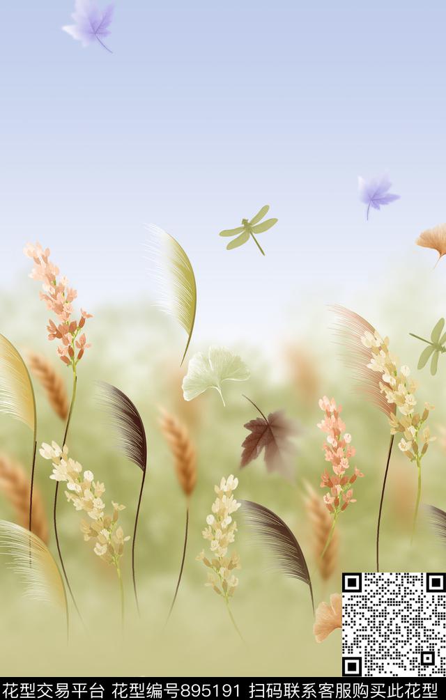 纹理抽象花卉数码印花华亿平台下载（图片编号: 895191） - 瓦栏（Walan）