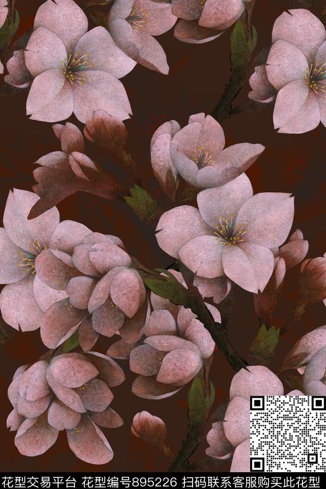 时尚手绘油画数码印花华亿平台下载（图片编号: 895226） - 瓦栏（Walan）