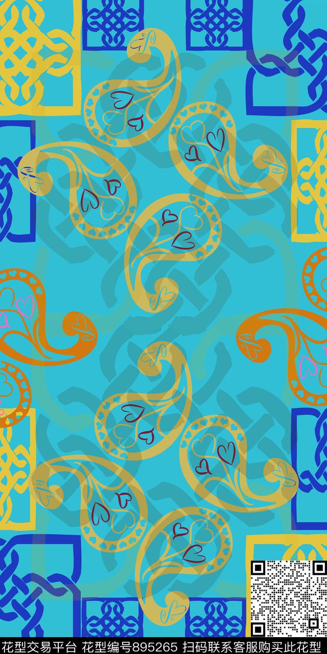 民族风图案丝巾围巾秀场佩斯利传统印花华亿平台下载（图片编号: 895265） - 瓦栏（Walan）