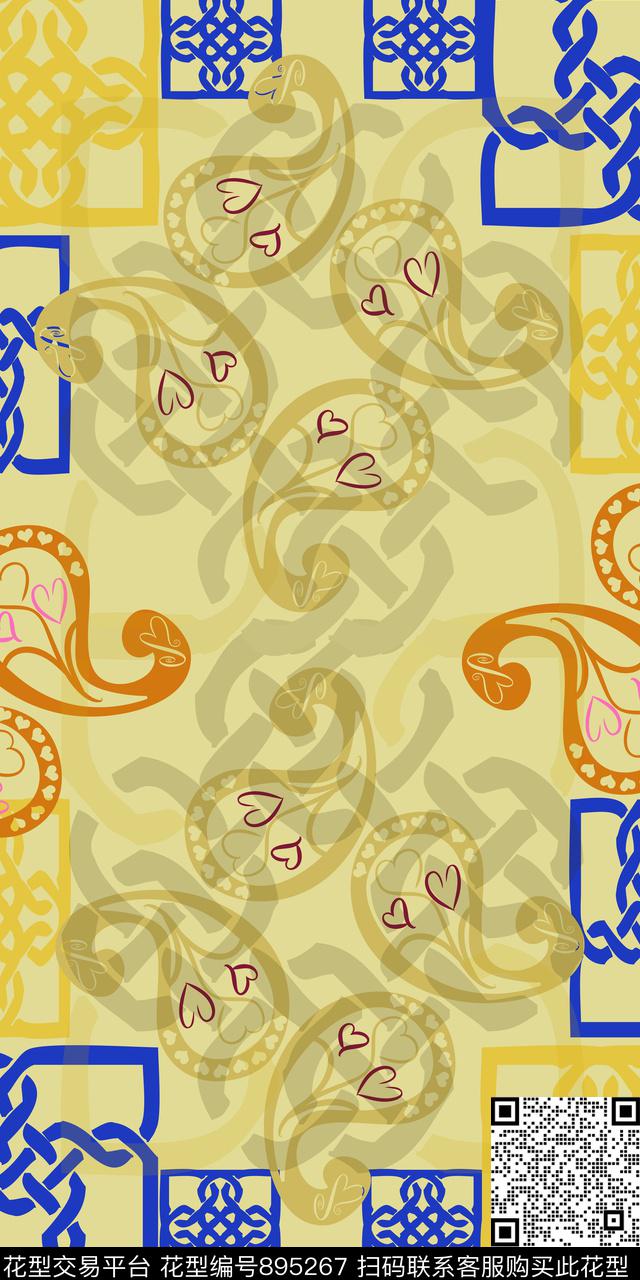 民族风图案丝巾围巾秀场佩斯利传统印花华亿平台下载（图片编号: 895267） - 瓦栏（Walan）