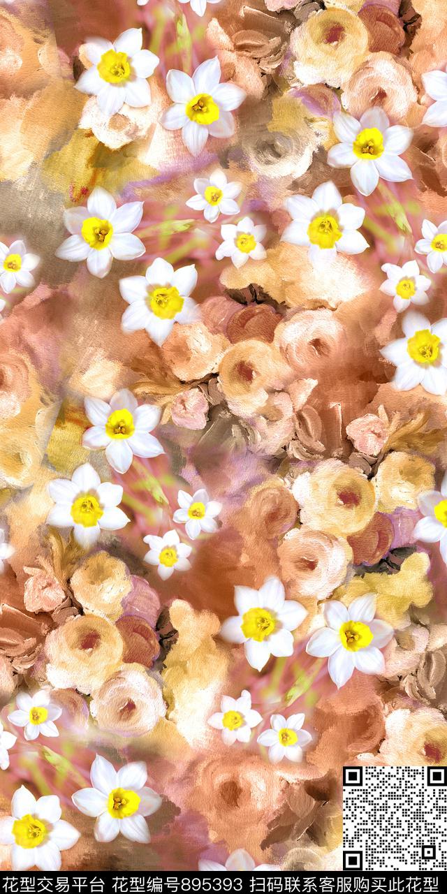小碎花数码油画底数码印花华亿平台下载（图片编号: 895393） - 瓦栏（Walan）