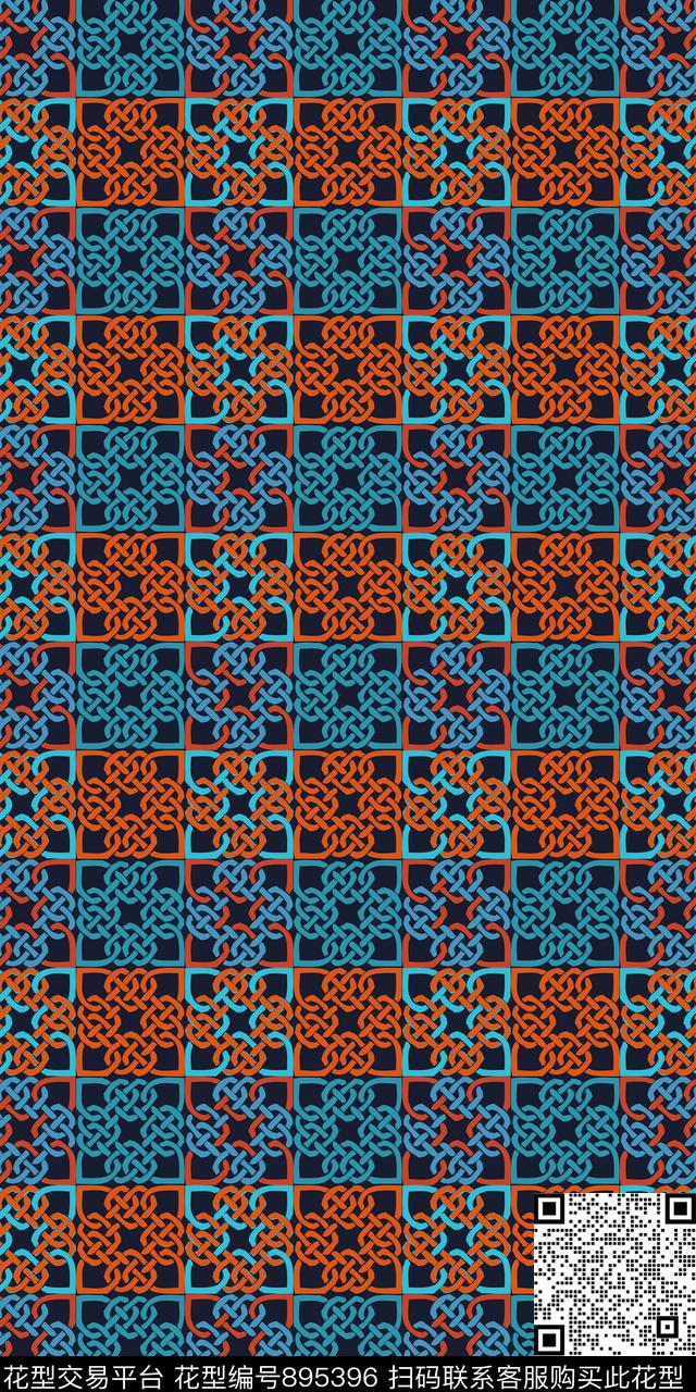 民族风图案丝巾围巾秀场方块花边传统印花华亿平台下载（图片编号: 895396） - 瓦栏（Walan）