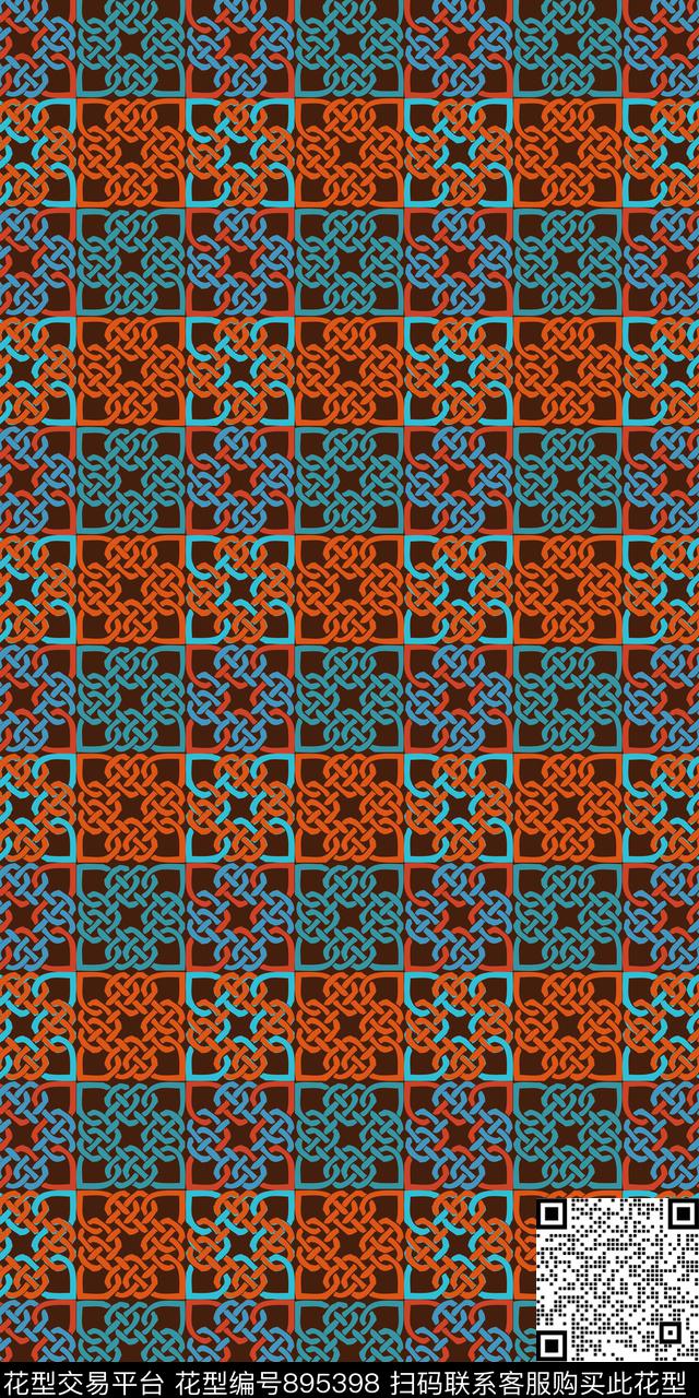 民族风图案丝巾围巾秀场方块花边传统印花华亿平台下载（图片编号: 895398） - 瓦栏（Walan）