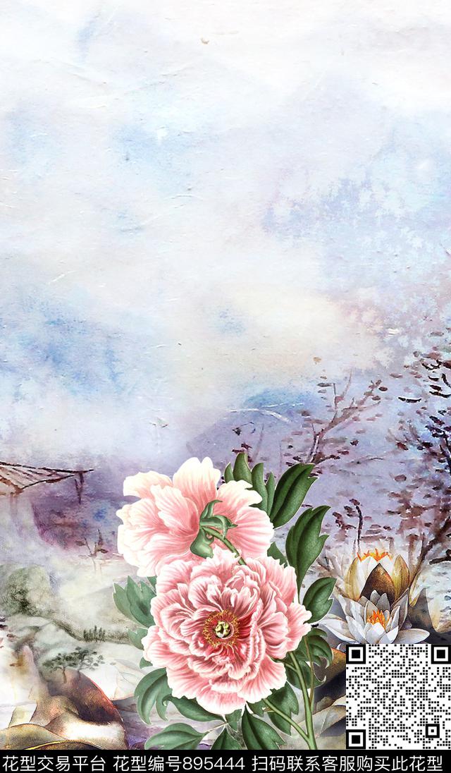 花卉抽象油画华亿平台数码印花华亿平台下载（图片编号: 895444） - 瓦栏（Walan）