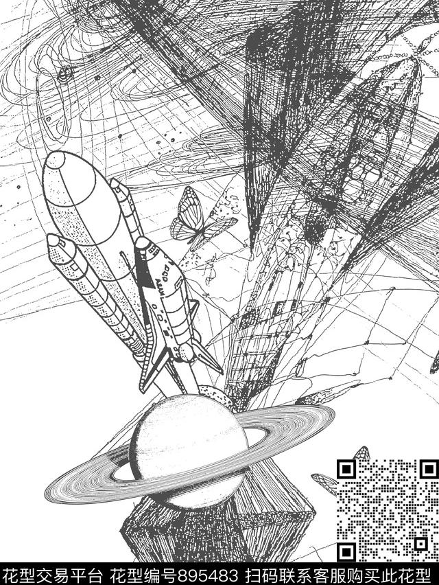 抽象纹理星球飞机传统印花华亿平台下载（图片编号: 895483） - 瓦栏（Walan）