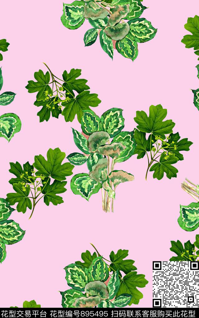 春夏华亿平台手绘花卉女装数码印花华亿平台下载（图片编号: 895495） - 瓦栏（Walan）