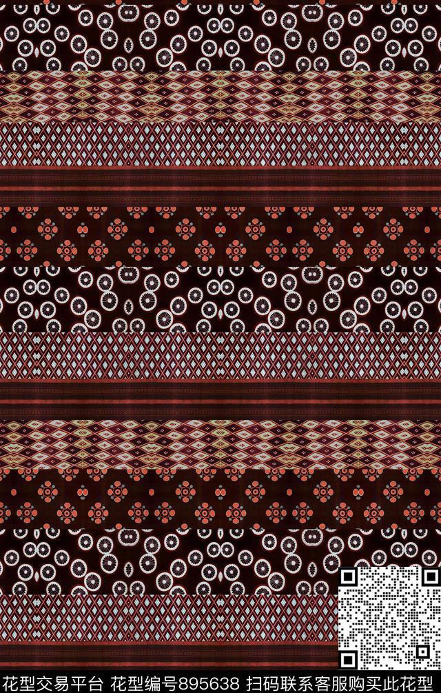 民族风抽象纹理数码印花华亿平台下载（图片编号: 895638） - 瓦栏（Walan）