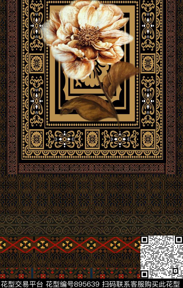 民族风几何抽象数码印花华亿平台下载（图片编号: 895639） - 瓦栏（Walan）