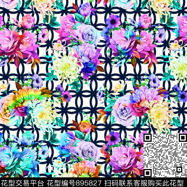 牡丹大花花卉数码印花华亿平台下载（图片编号: 895827） - 瓦栏（Walan）