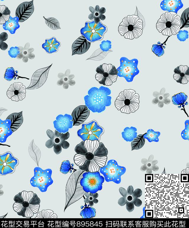花卉荷花兰花数码印花华亿平台下载（图片编号: 895845） - 瓦栏（Walan）