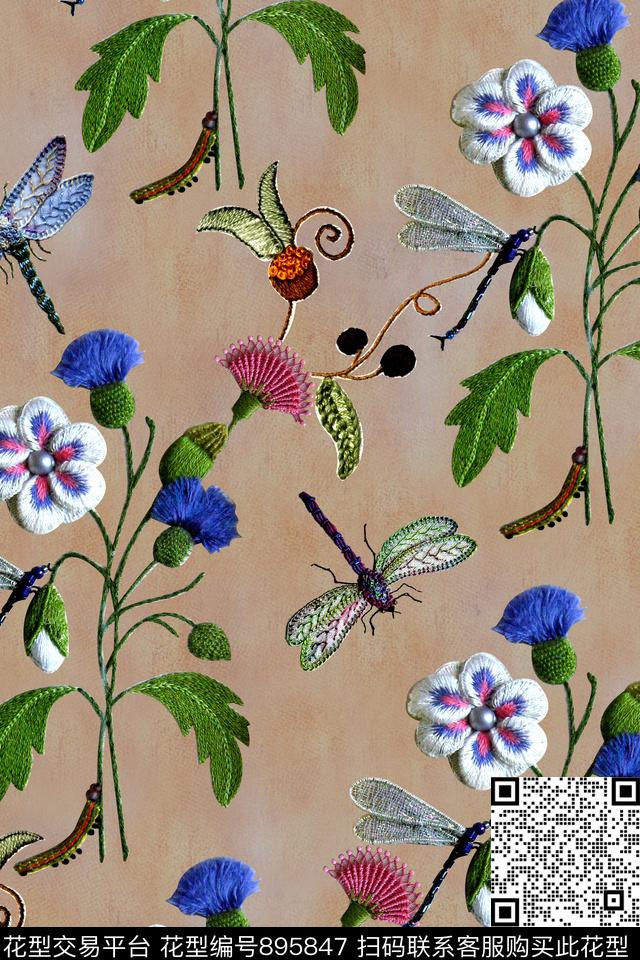 民族风绣花花卉数码印花华亿平台下载（图片编号: 895847） - 瓦栏（Walan）