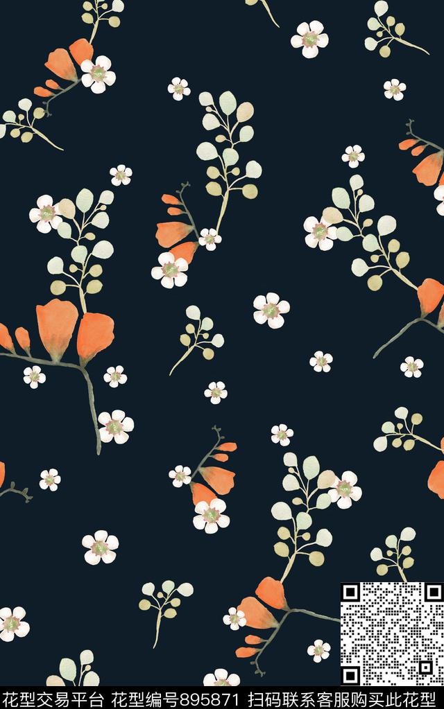 花朵小碎花花卉数码印花华亿平台下载（图片编号: 895871） - 瓦栏（Walan）