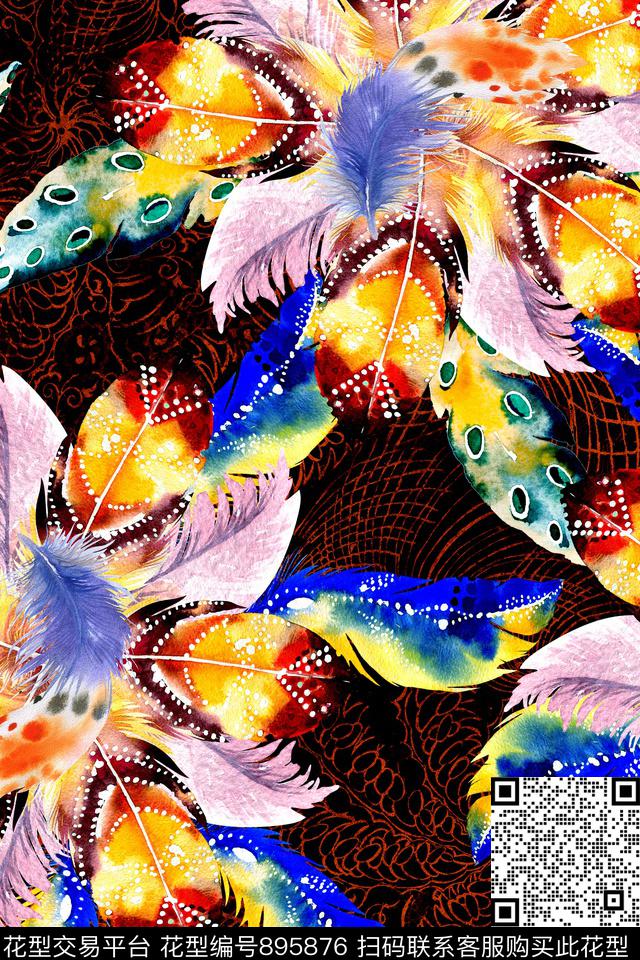 动物羽毛拼接纹理数码印花华亿平台下载（图片编号: 895876） - 瓦栏（Walan）