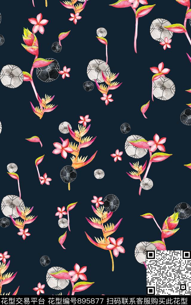 花朵小碎花花卉数码印花华亿平台下载（图片编号: 895877） - 瓦栏（Walan）