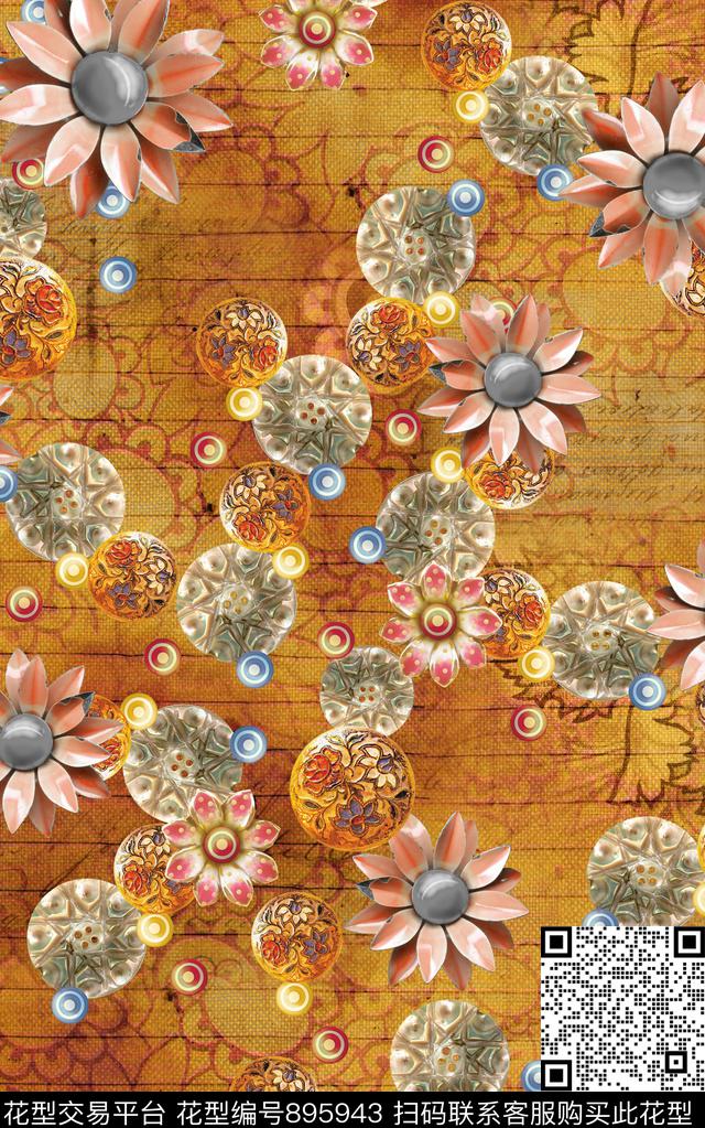 中国风民族风波西米亚数码印花华亿平台下载（图片编号: 895943） - 瓦栏（Walan）