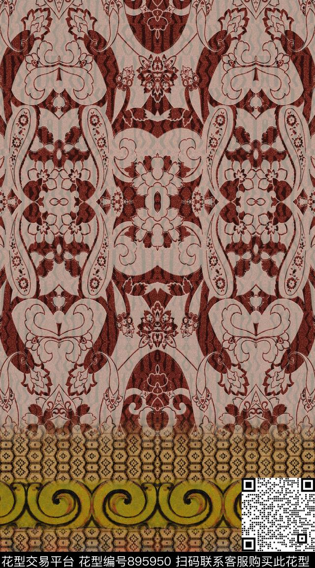 民族风中国风波西米亚数码印花华亿平台下载（图片编号: 895950） - 瓦栏（Walan）