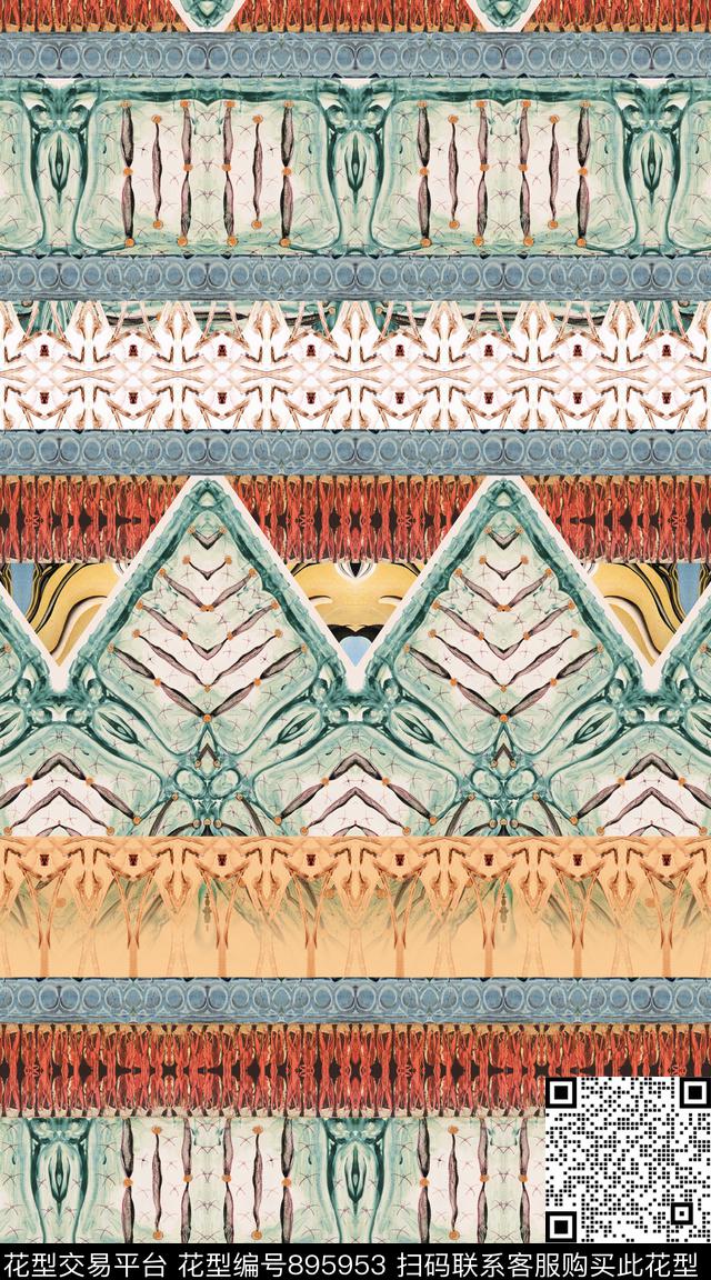 波西米亚中国风民族风数码印花华亿平台下载（图片编号: 895953） - 瓦栏（Walan）