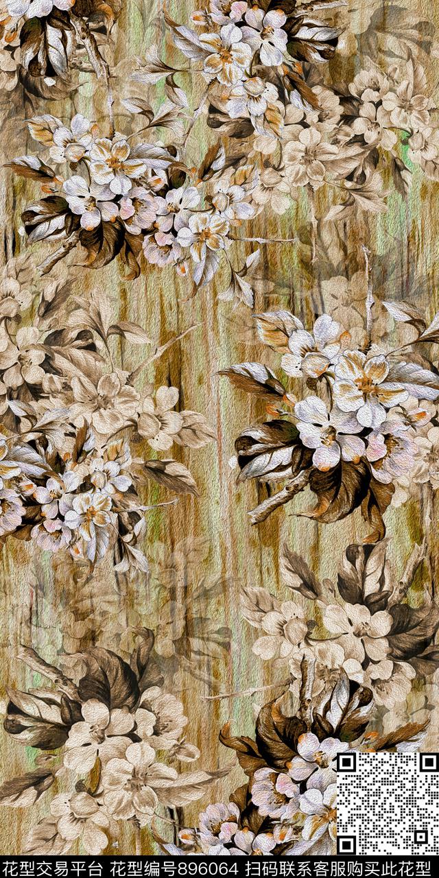 花卉数码条纹数码印花华亿平台下载（图片编号: 896064） - 瓦栏（Walan）