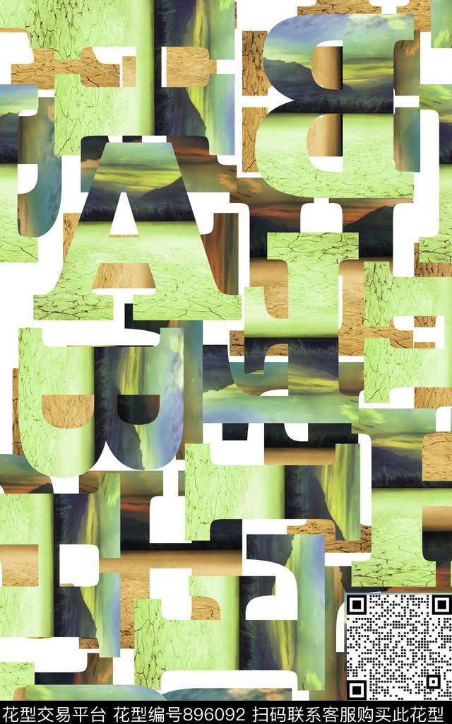 数码华亿平台字母抽象字母组合数码印花华亿平台下载（图片编号: 896092） - 瓦栏（Walan）