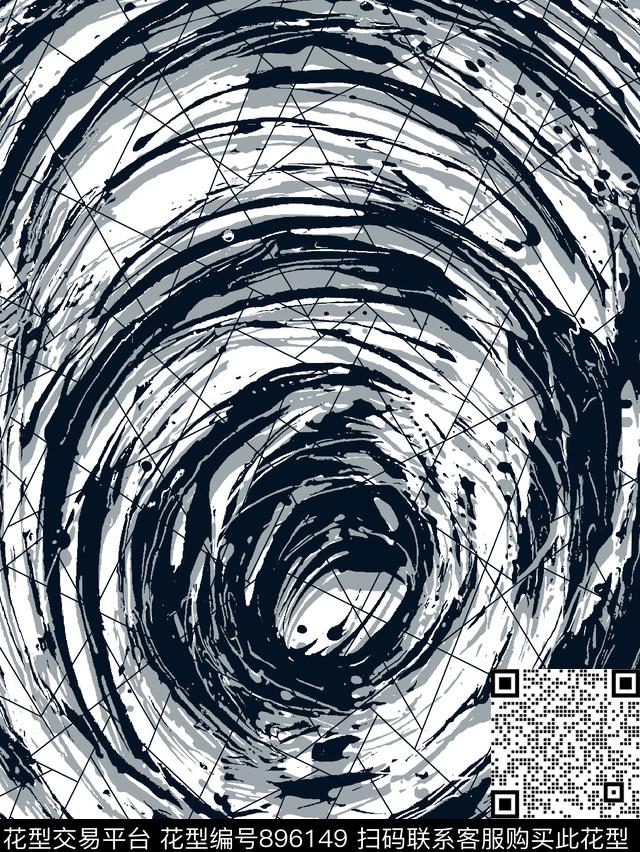 几何肌理男装T恤华亿平台传统印花华亿平台下载（图片编号: 896149） - 瓦栏（Walan）