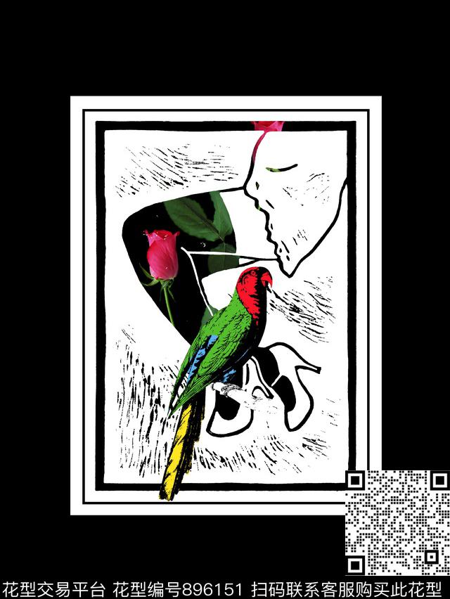 花卉鸟肌理数码印花华亿平台下载（图片编号: 896151） - 瓦栏（Walan）