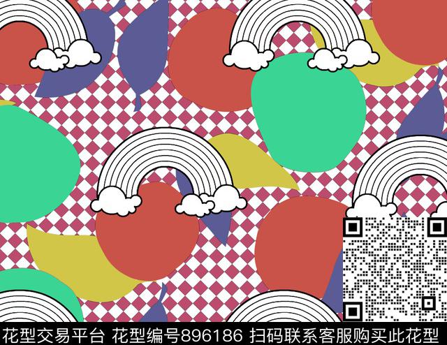 卡通抽象几何数码印花华亿平台下载（图片编号: 896186） - 瓦栏（Walan）