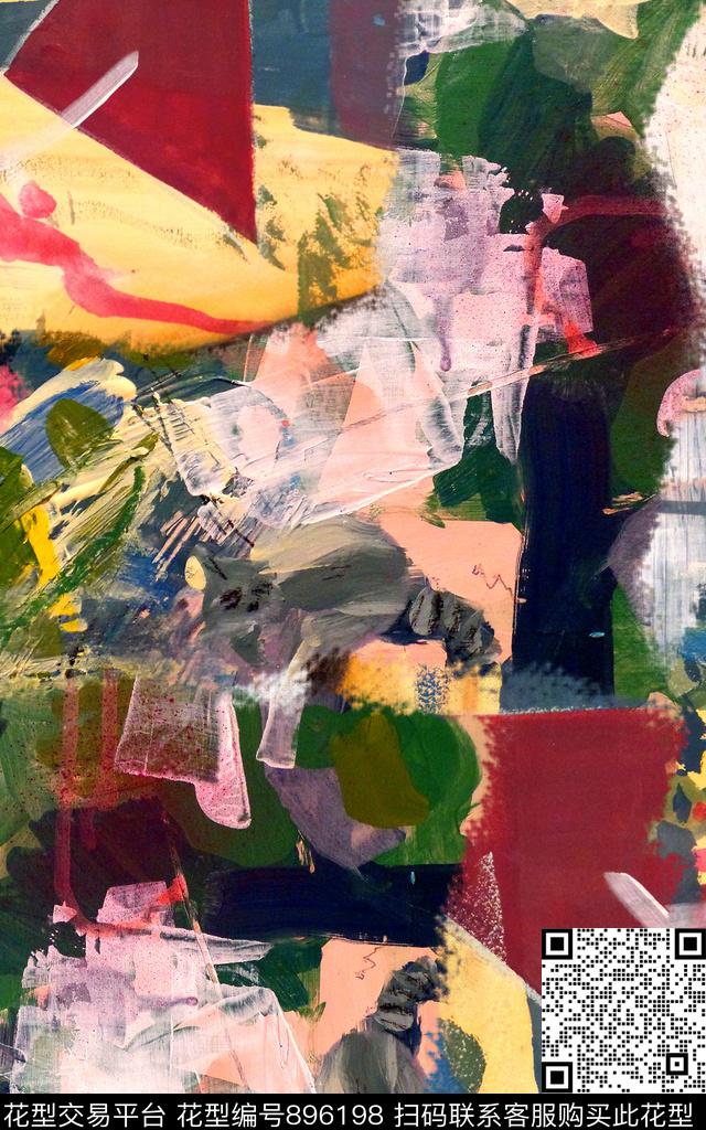 抽象肌理几何数码印花华亿平台下载（图片编号: 896198） - 瓦栏（Walan）