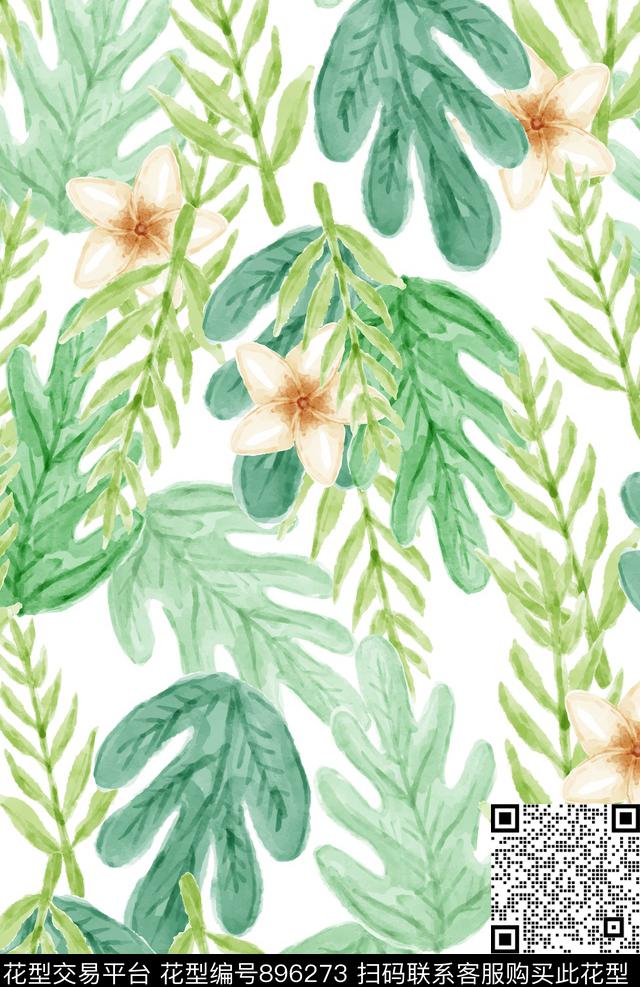 花卉小碎花绿植树叶传统印花华亿平台下载（图片编号: 896273） - 瓦栏（Walan）