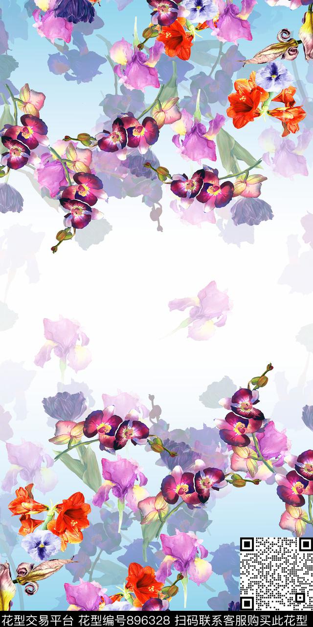 数码华亿平台花卉定位花数码印花华亿平台下载（图片编号: 896328） - 瓦栏（Walan）