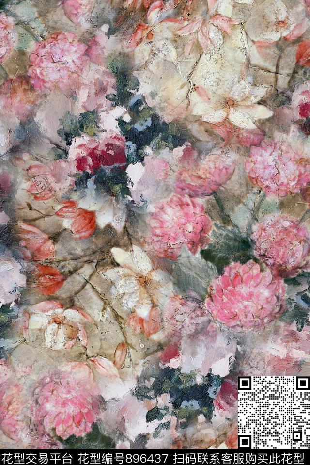 数码华亿平台花卉油画华亿平台数码印花华亿平台下载（图片编号: 896437） - 瓦栏（Walan）