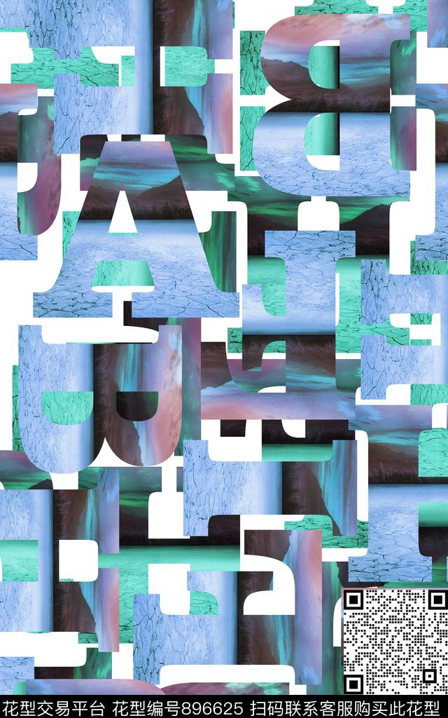 数码华亿平台字母抽象字母组合数码印花华亿平台下载（图片编号: 896625） - 瓦栏（Walan）