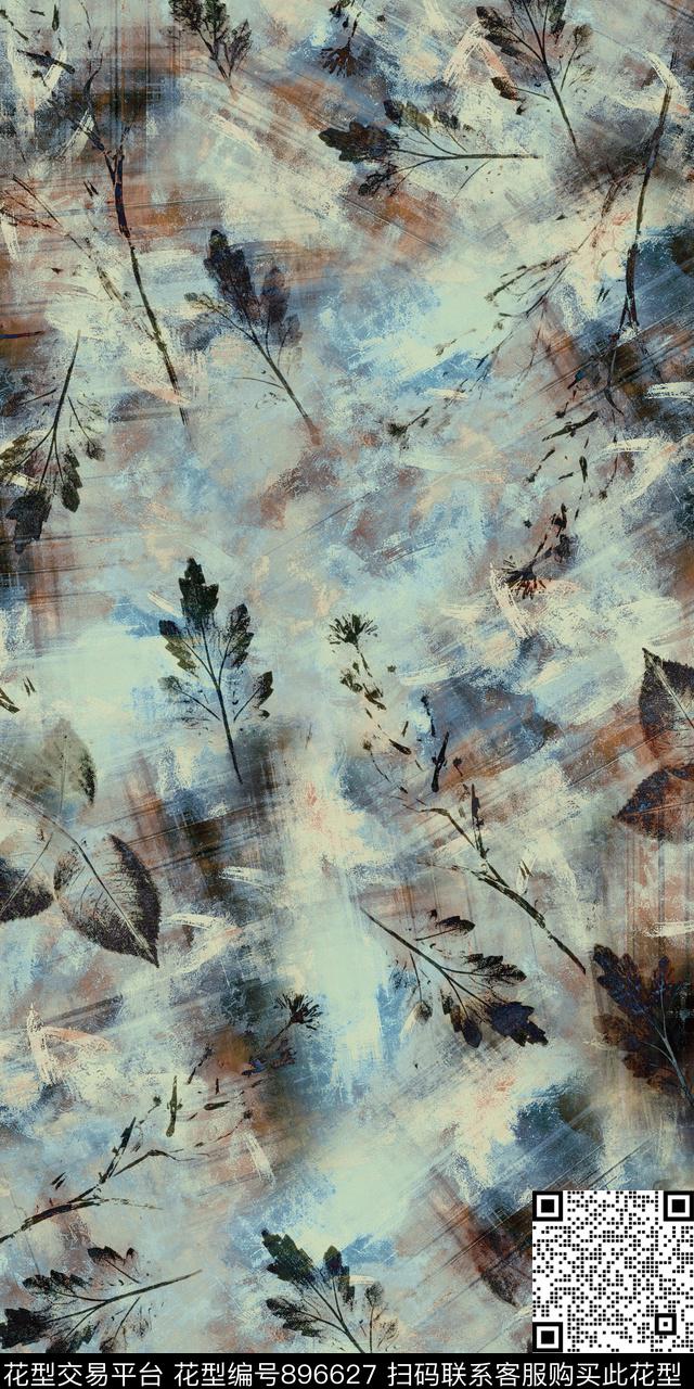 复古数码华亿平台抽象花卉数码印花华亿平台下载（图片编号: 896627） - 瓦栏（Walan）