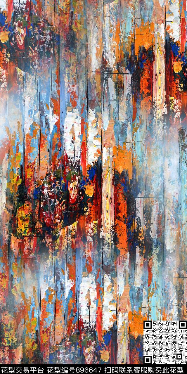 复古数码华亿平台抽象花卉数码印花华亿平台下载（图片编号: 896647） - 瓦栏（Walan）