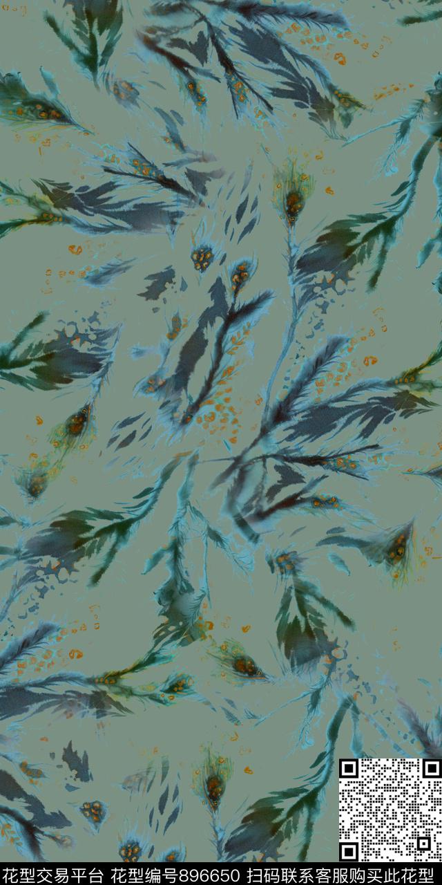 文艺复古抽象花卉数码印花华亿平台下载（图片编号: 896650） - 瓦栏（Walan）