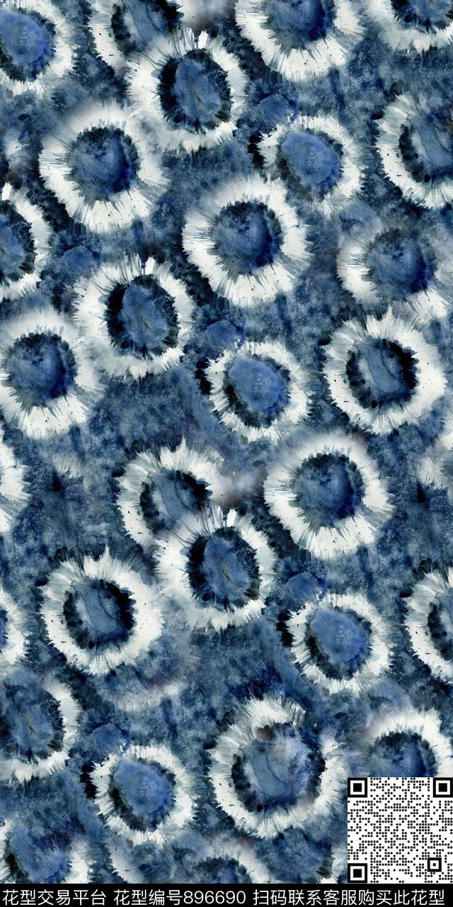 复古扎染棉麻数码印花华亿平台下载（图片编号: 896690） - 瓦栏（Walan）