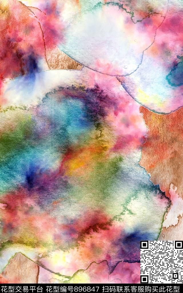 颜色抽象肌理数码印花华亿平台下载（图片编号: 896847） - 瓦栏（Walan）