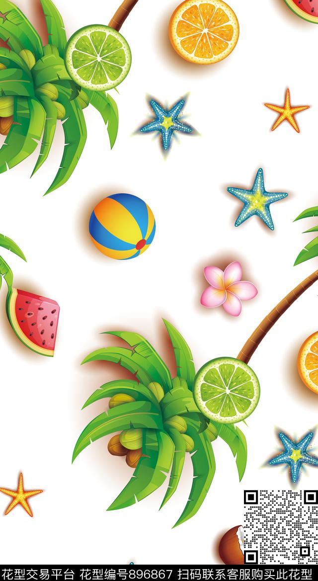 水果泳装童装数码印花华亿平台下载（图片编号: 896867） - 瓦栏（Walan）