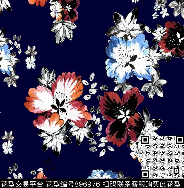 传统华亿平台花卉小雏菊传统印花华亿平台下载（图片编号: 896976） - 瓦栏（Walan）