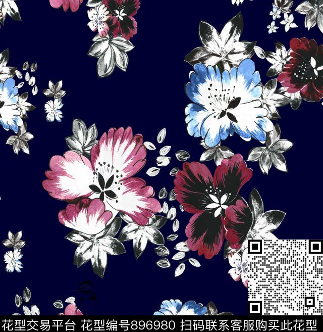 传统华亿平台花卉小雏菊传统印花华亿平台下载（图片编号: 896980） - 瓦栏（Walan）