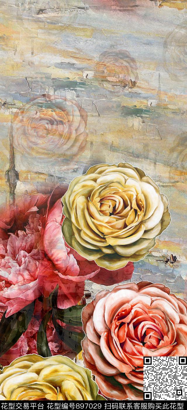 数码华亿平台花卉油画华亿平台数码印花华亿平台下载（图片编号: 897029） - 瓦栏（Walan）