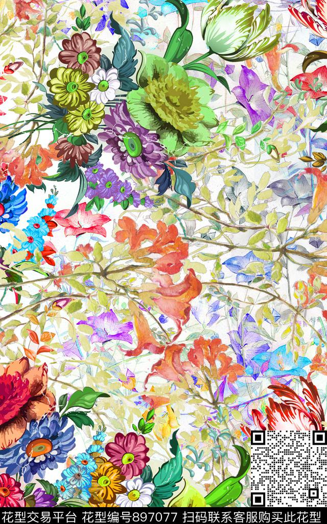 烂花华亿平台混合拼接数码华亿平台传统印花华亿平台下载（图片编号: 897077） - 瓦栏（Walan）