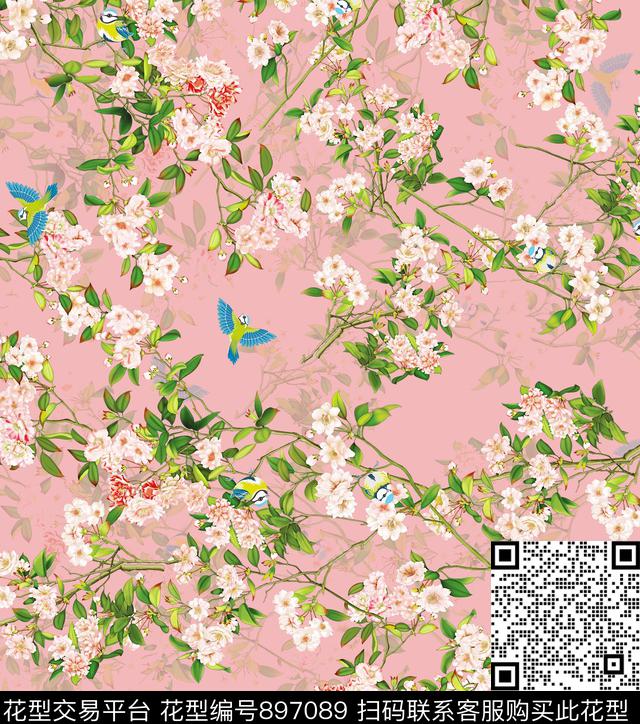 花卉中国风小碎花数码印花华亿平台下载（图片编号: 897089） - 瓦栏（Walan）