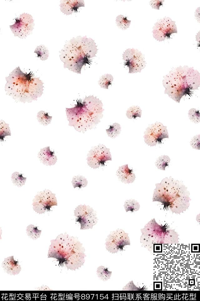 小碎花素雅水彩花卉数码印花华亿平台下载（图片编号: 897154） - 瓦栏（Walan）