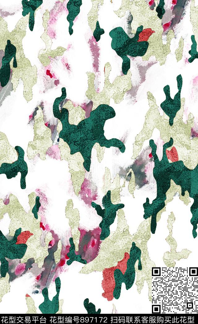 抽象迷彩中国风数码印花华亿平台下载（图片编号: 897172） - 瓦栏（Walan）