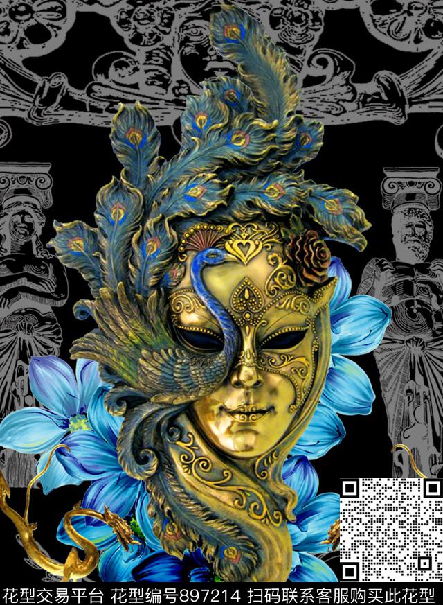 几何男装京剧数码印花华亿平台下载（图片编号: 897214） - 瓦栏（Walan）