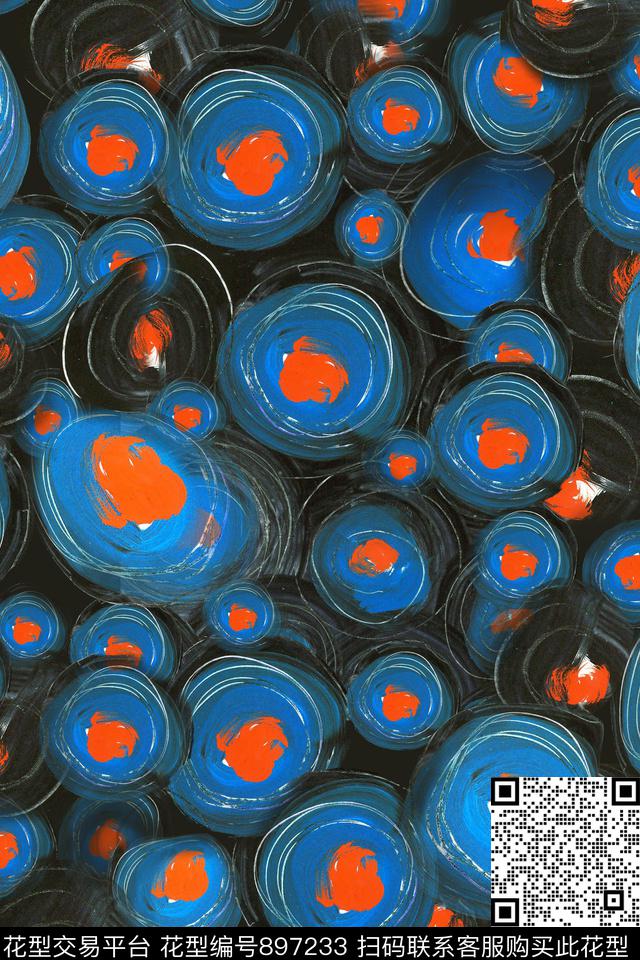 橙色肌理圆形数码印花华亿平台下载（图片编号: 897233） - 瓦栏（Walan）